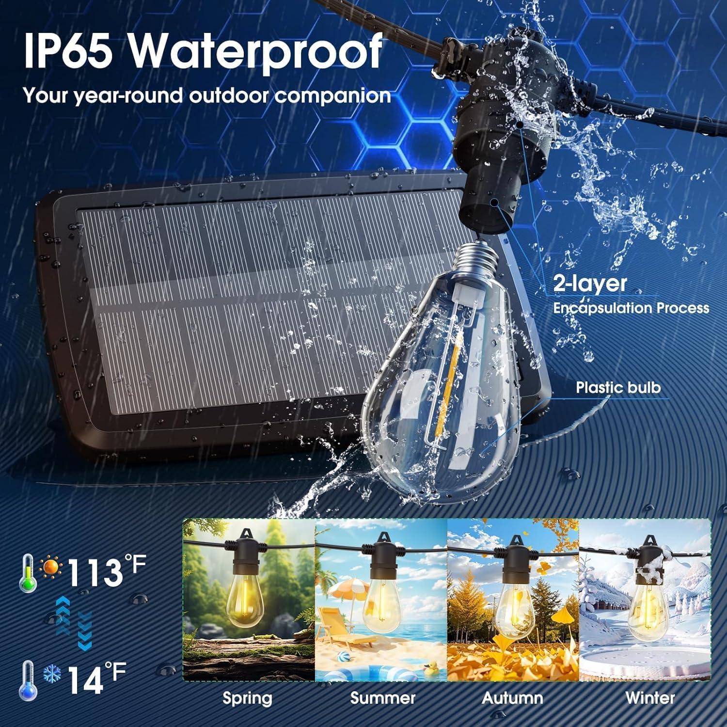 Luces de Cadena Solares KYY 27+6FT con Control Remoto IP65