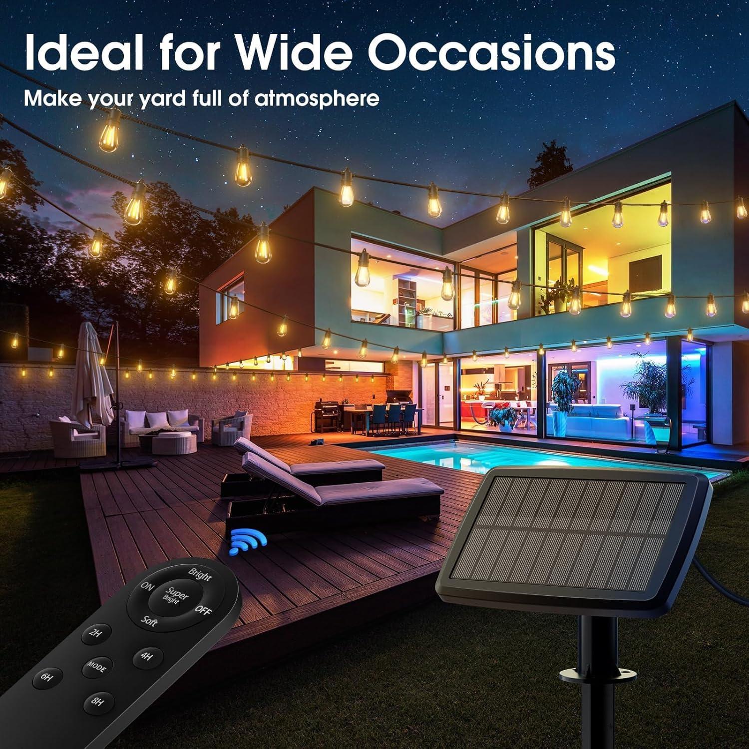 Luces de Cadena Solares KYY 27+6FT con Control Remoto IP65