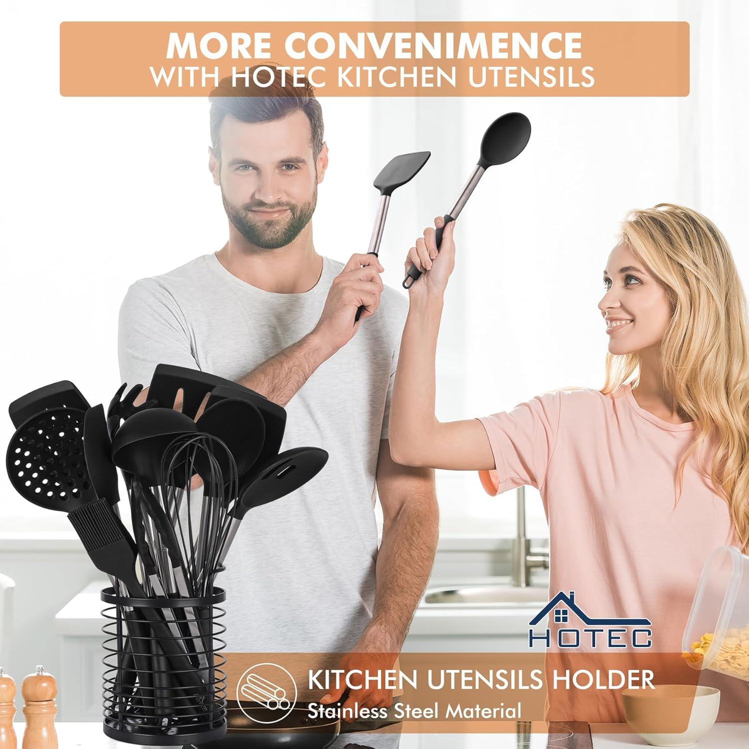 Juego de Utensilios de Cocina HOTEC 14pcs Silicona Resistente