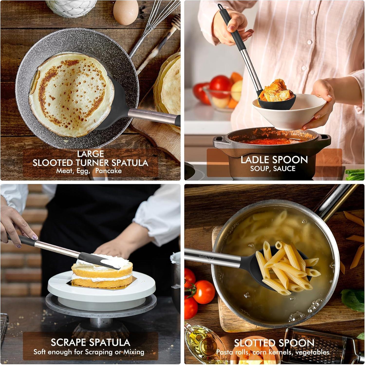 Juego de Utensilios de Cocina HOTEC 14pcs Silicona Resistente