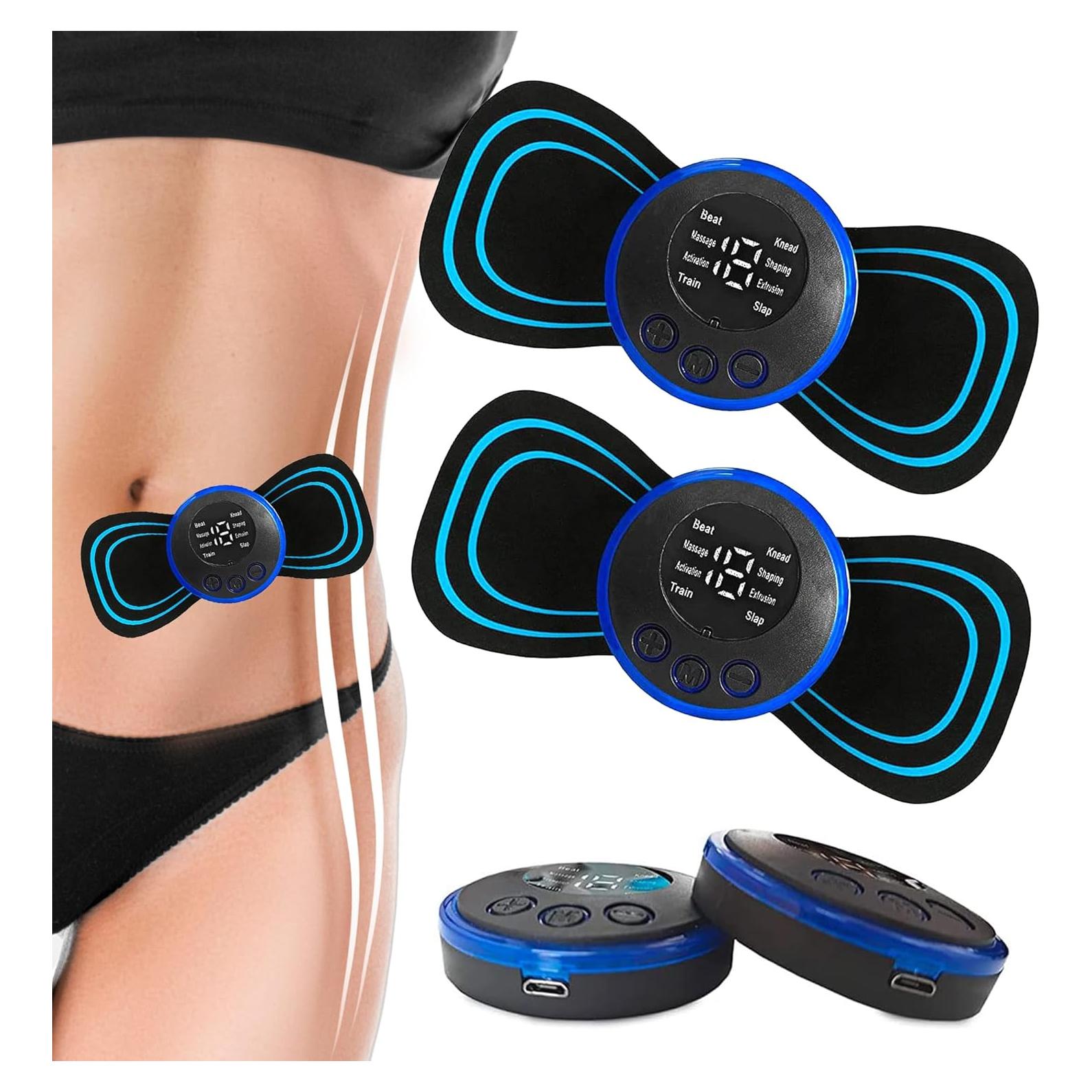 Masajeador Muscular Mini PLE-mIN1 con 2 Almohadillas y 19 Velocidades