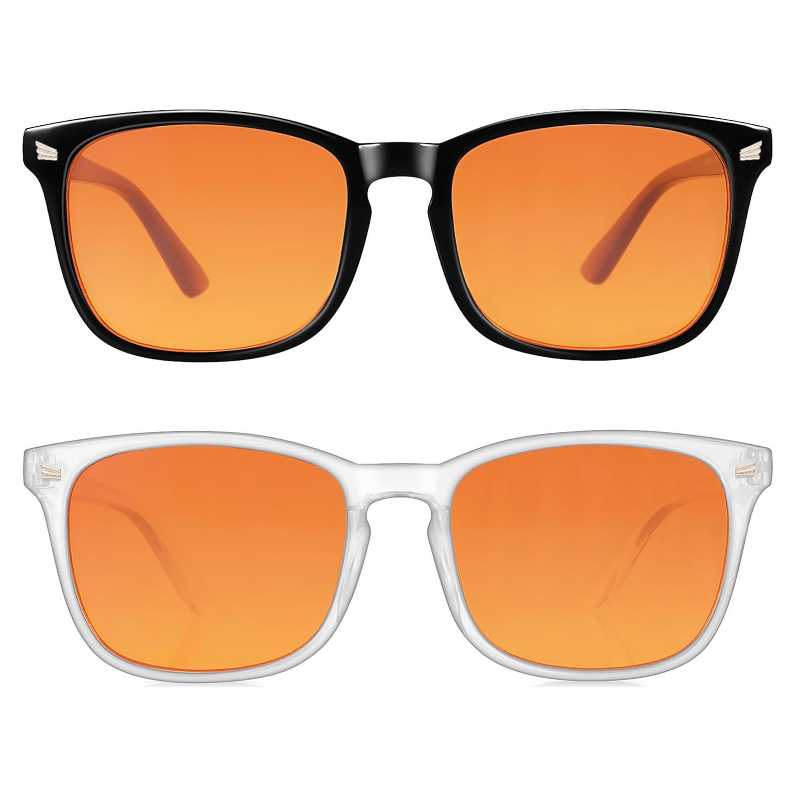 Gafas Vbewo para Dormir y Jugar, Lente Ámbar, 98.7% Bloqueo Luz Azul