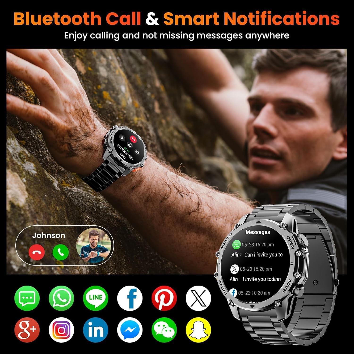 Reloj Inteligente Militar Hwagol 1.52" con Monitoreo de Salud
