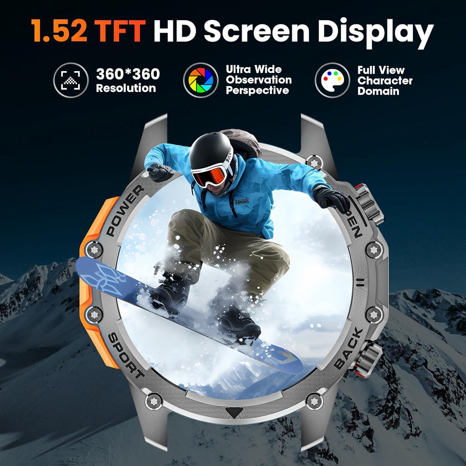 Reloj Inteligente Militar Hwagol 1.52" con Monitoreo de Salud