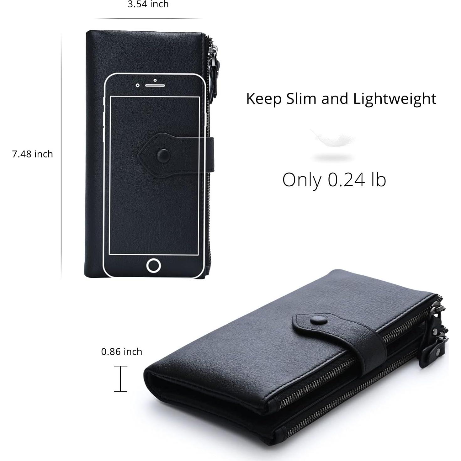 Cartera Bveyzi Bifold Slim de Cuero con Bloqueo RFID - Negro