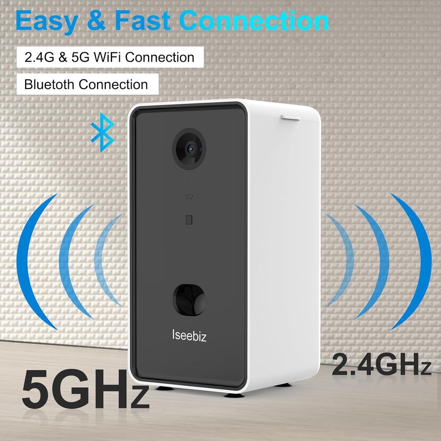 Dispensador de golosinas para mascotas Iseebiz con cámara 1080P