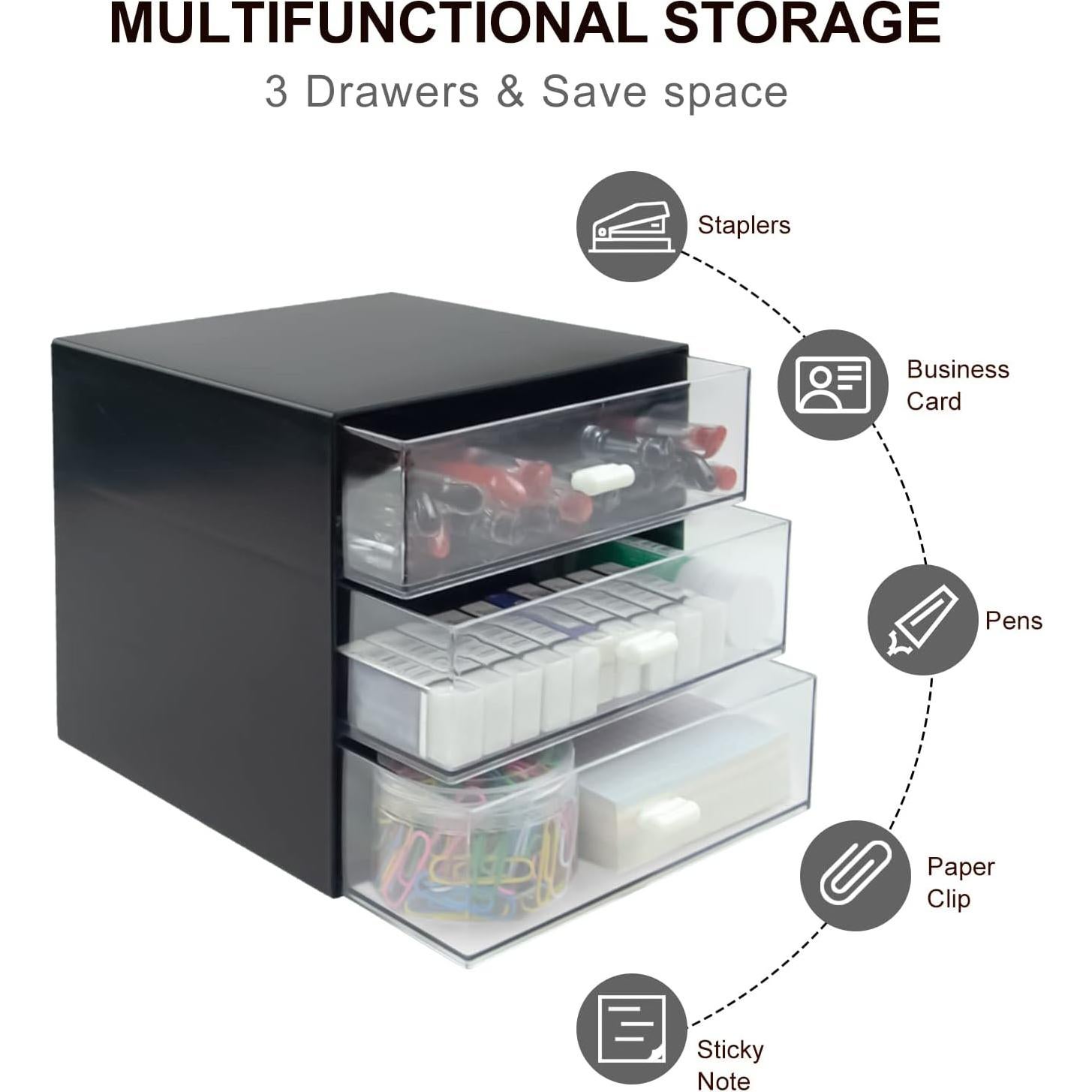 Organizador de Escritorio Zuiaso Negro 3 Cajones ABS