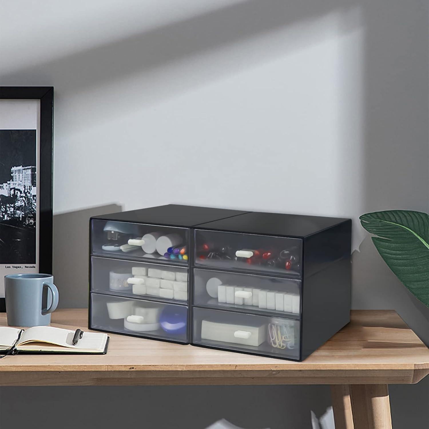 Organizador de Escritorio Zuiaso Negro 3 Cajones ABS