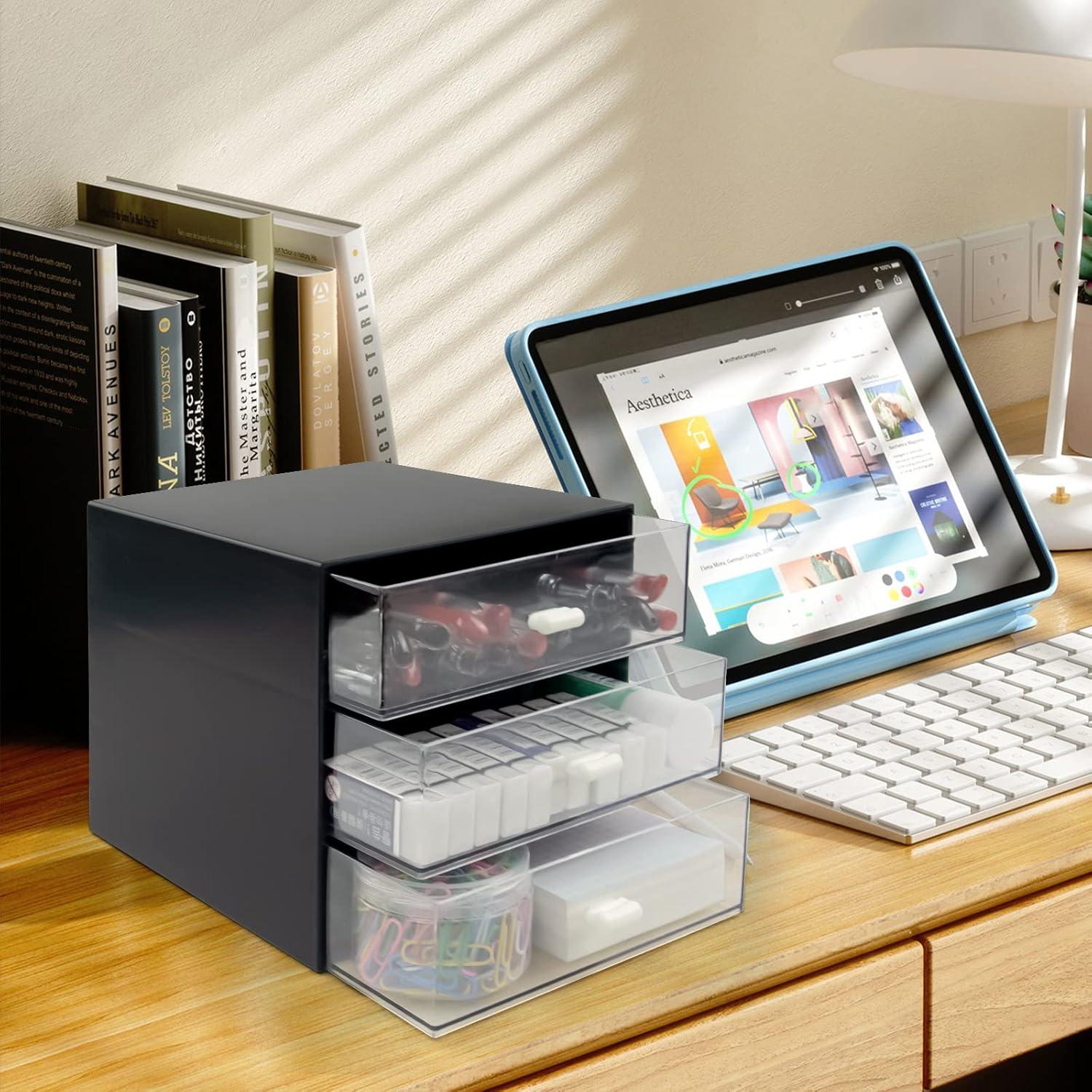 Organizador de Escritorio Zuiaso Negro 3 Cajones ABS