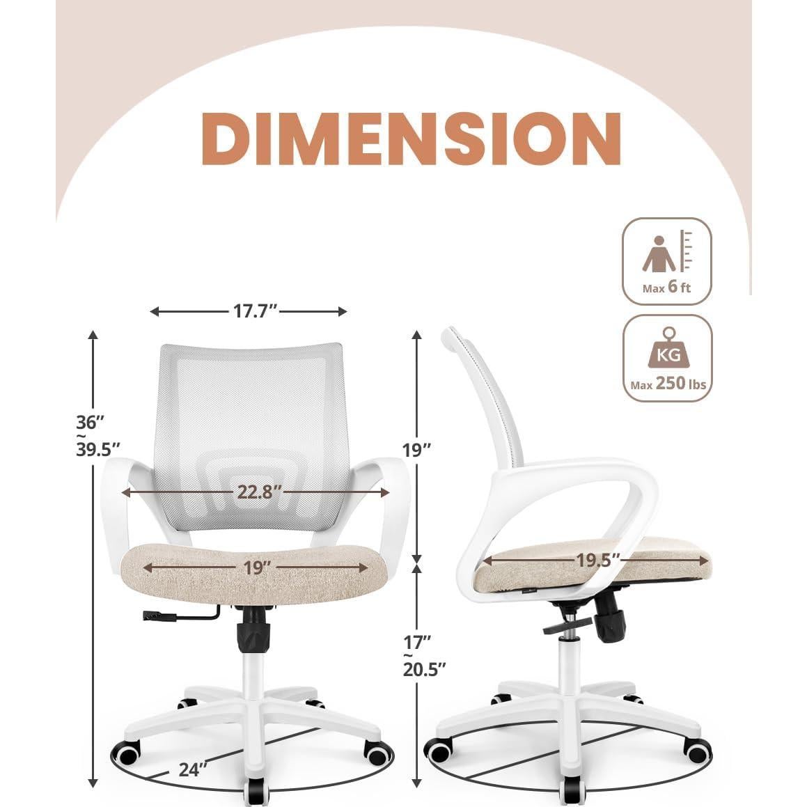 Silla de Oficina NEO Ergonómica de Malla Beige Ajustable