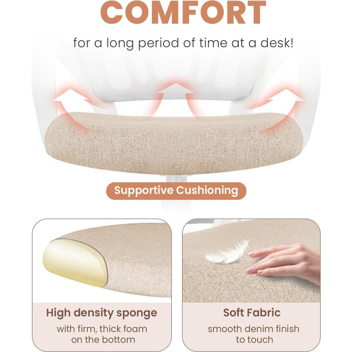 Silla de Oficina NEO Ergonómica de Malla Beige Ajustable