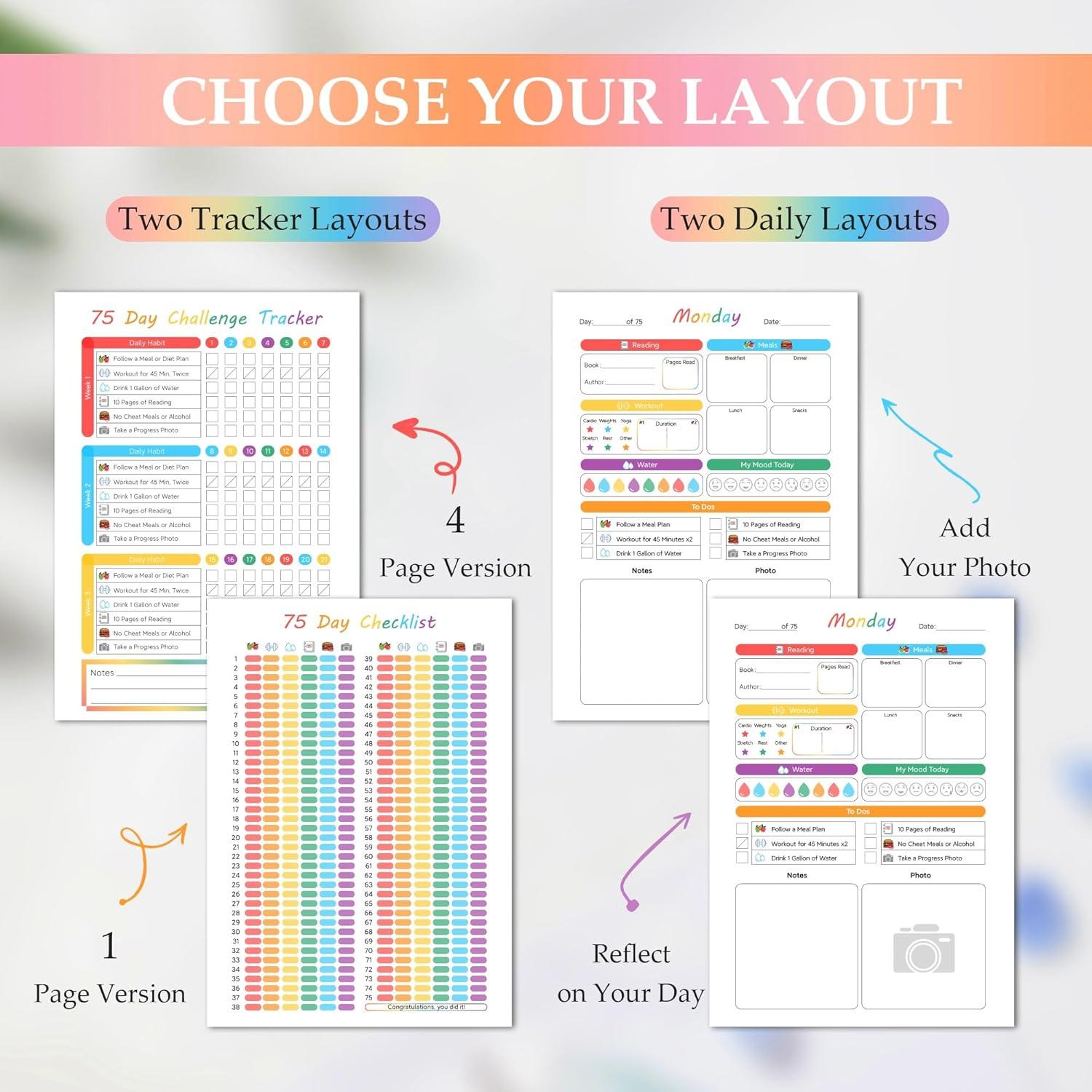 Diario de Desafío Suave XIMDY 75 Días - Planificador Rosa