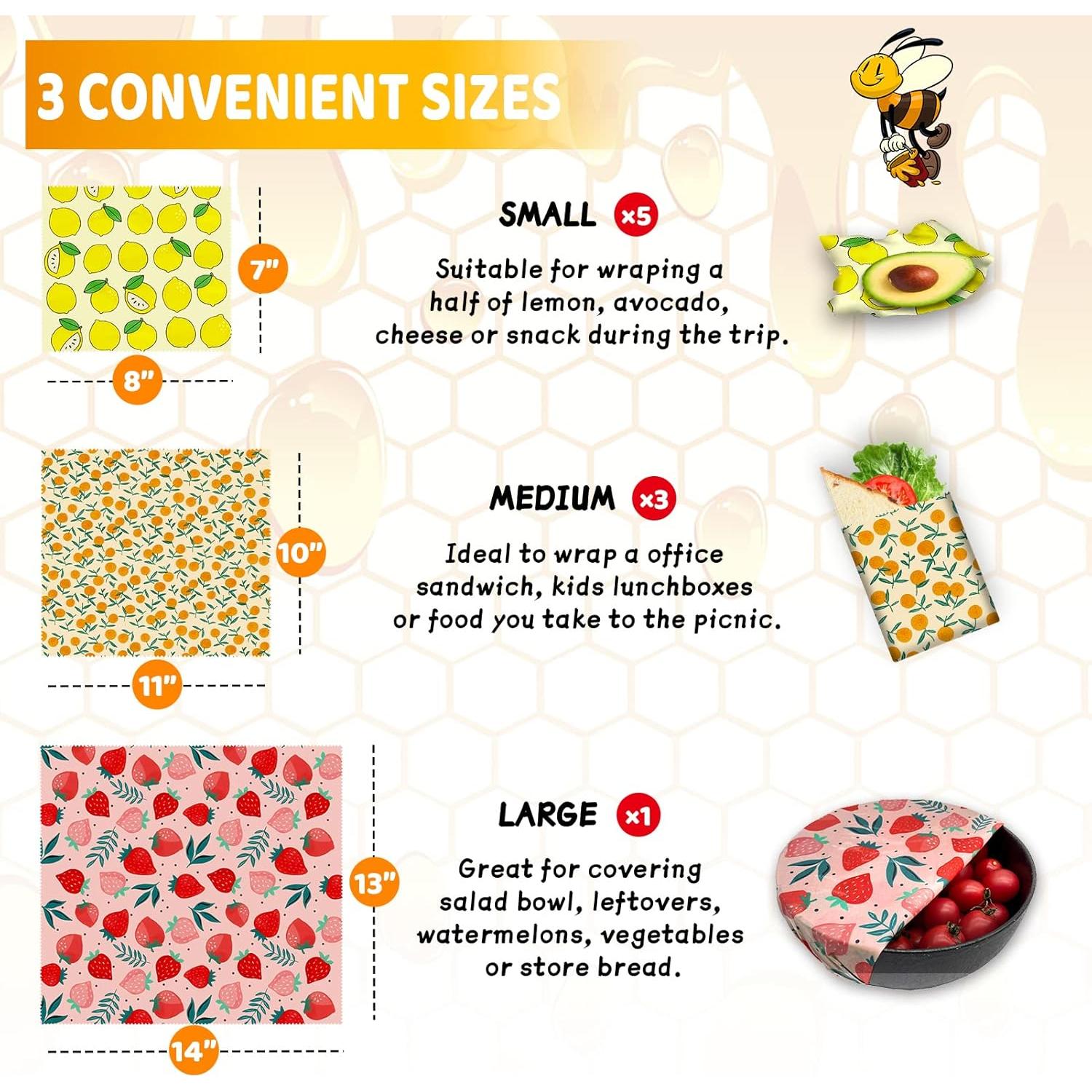 Envolturas de Cera de Abeja Reutilizables PICcircuit - 9 Piezas