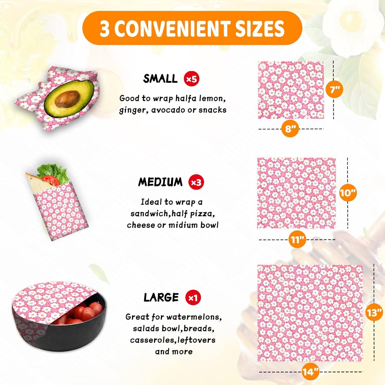 Envolturas de Cera de Abeja WDG - Paquete de 3 Tamaños Ecológicos