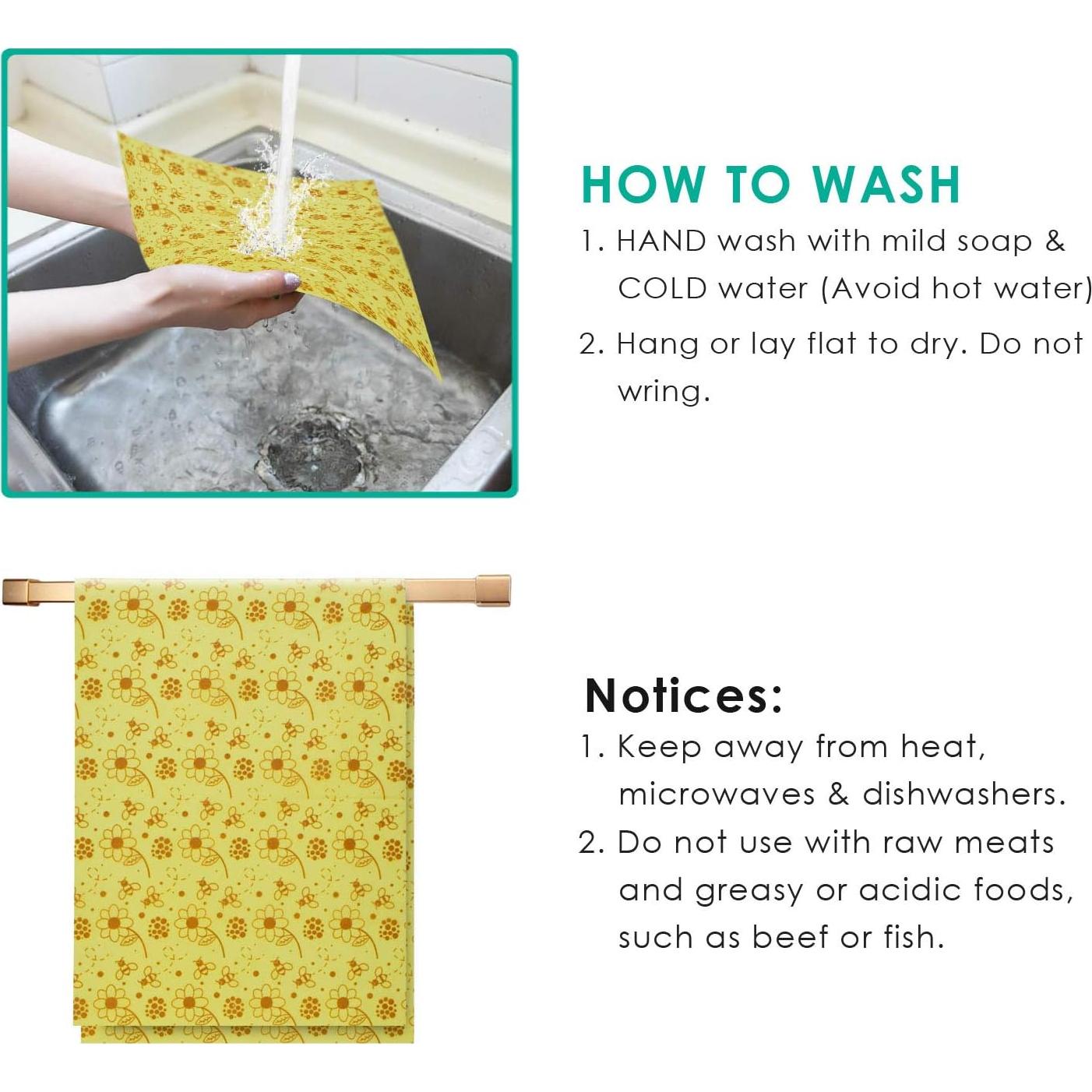 Envolturas de Cera de Abeja Reutilizables ERKOON 33x100 cm