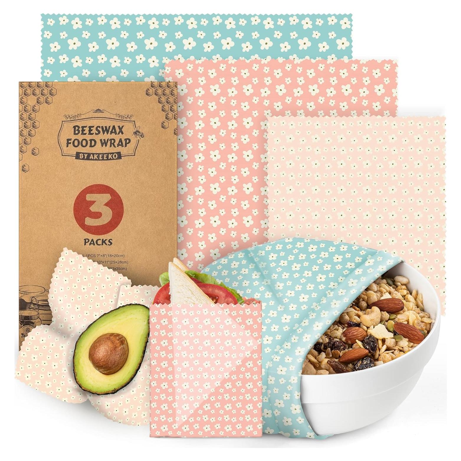 Envolturas de Cera de Abeja Akeeko - Paquete de 3 Tamaños