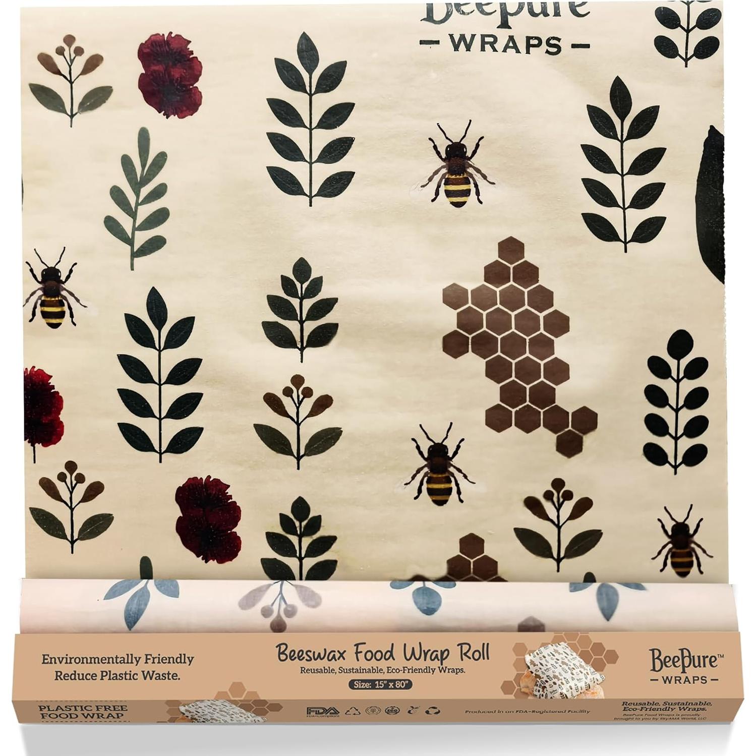 Envoltura de Cera de Abeja BeePure 38.1 cm Ecológica Reutilizable