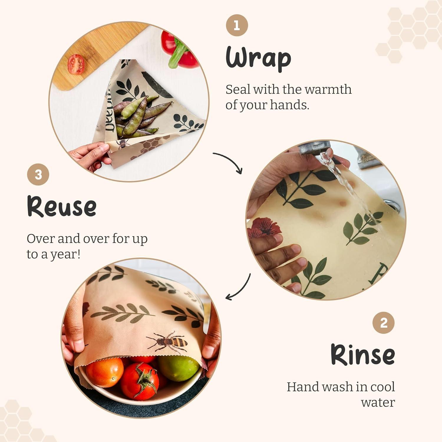 Envoltura de Cera de Abeja BeePure 38.1 cm Ecológica Reutilizable