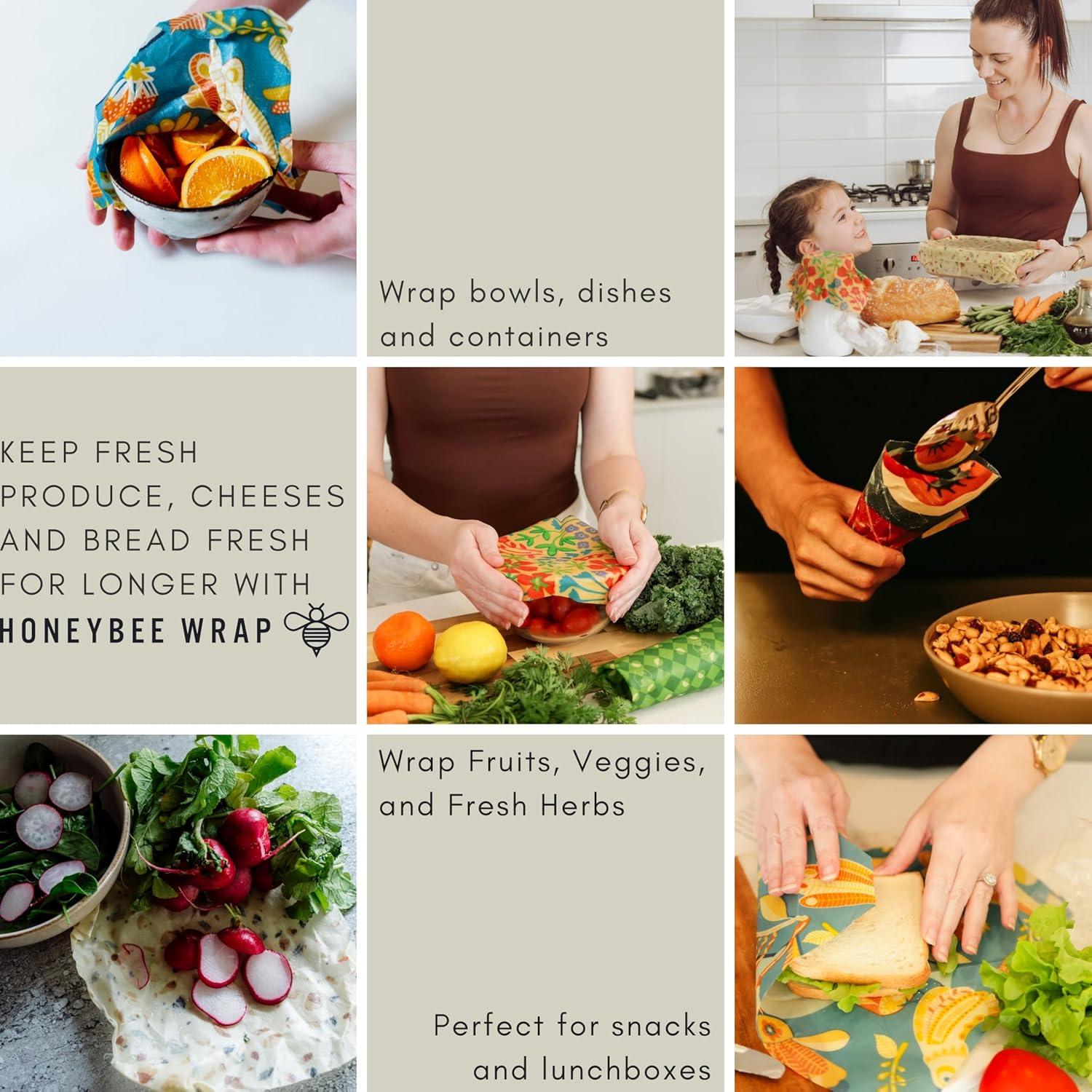 Envolturas de Cera de Abeja Honeybee Wrap - Paquete de 7 Ecológicas