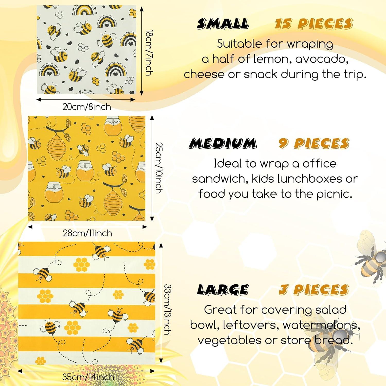 Envolturas de Cera de Abeja Reutilizables Tranqun - 27 Piezas