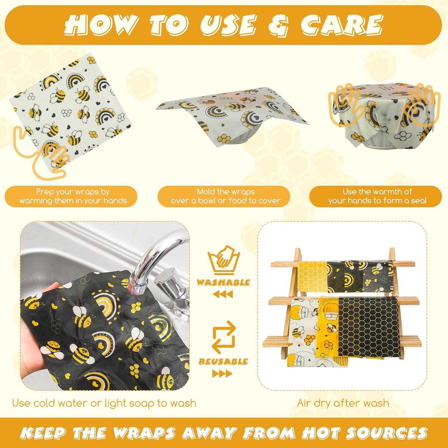 Envolturas de Cera de Abeja Reutilizables Tranqun - 27 Piezas