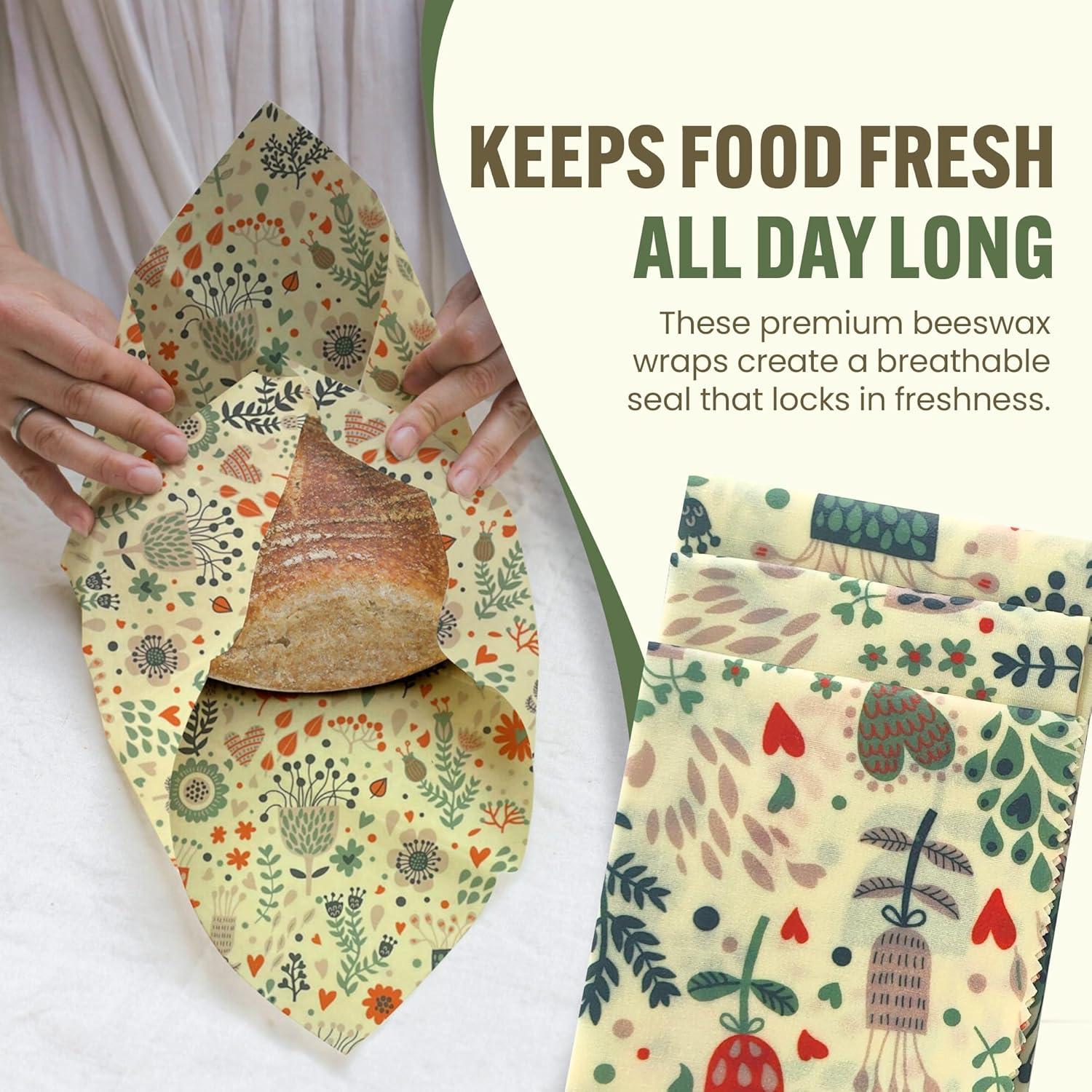 Envolturas de Cera de Abeja Wrapterra - Reutilizables 3 Tamaños