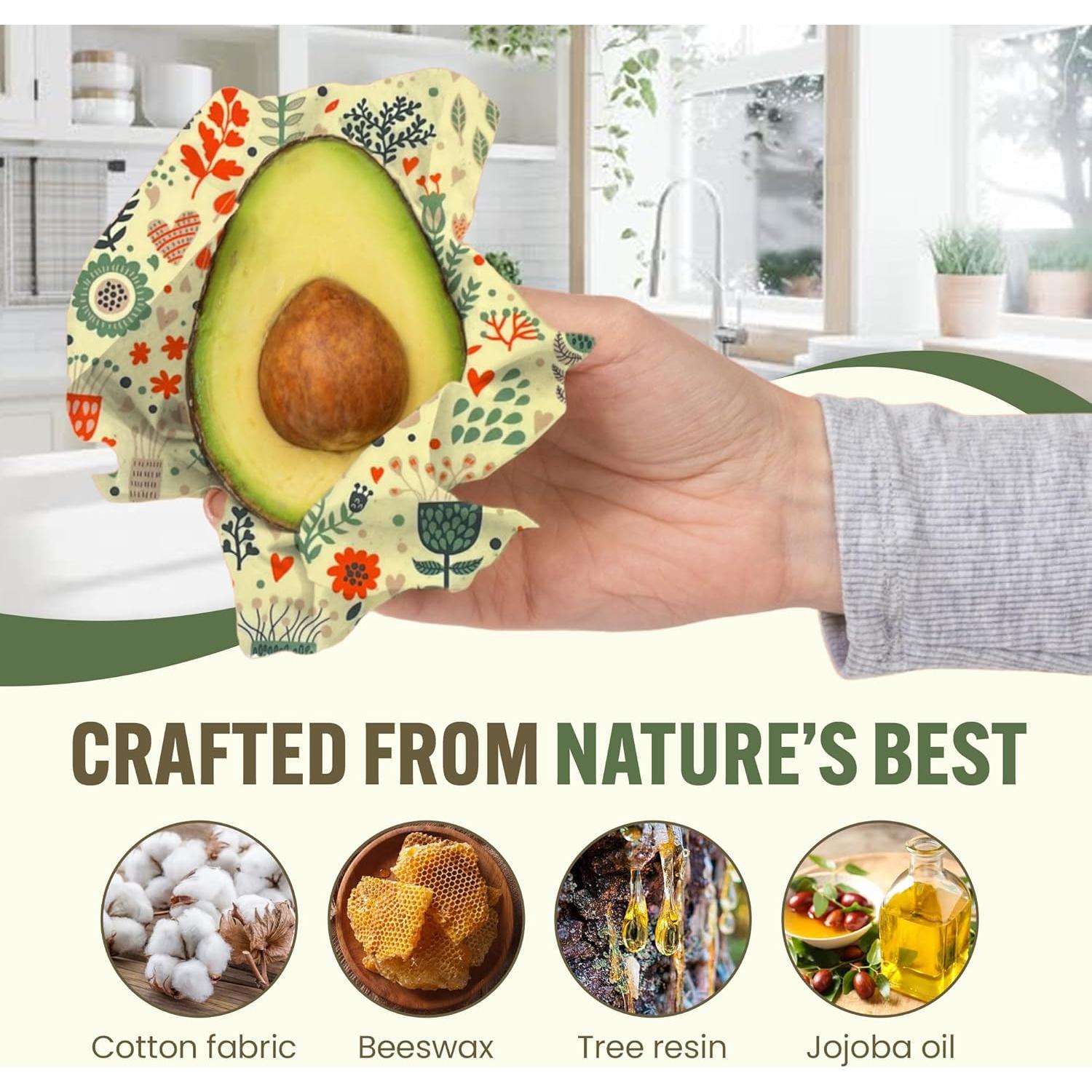 Envolturas de Cera de Abeja Wrapterra - Reutilizables 3 Tamaños