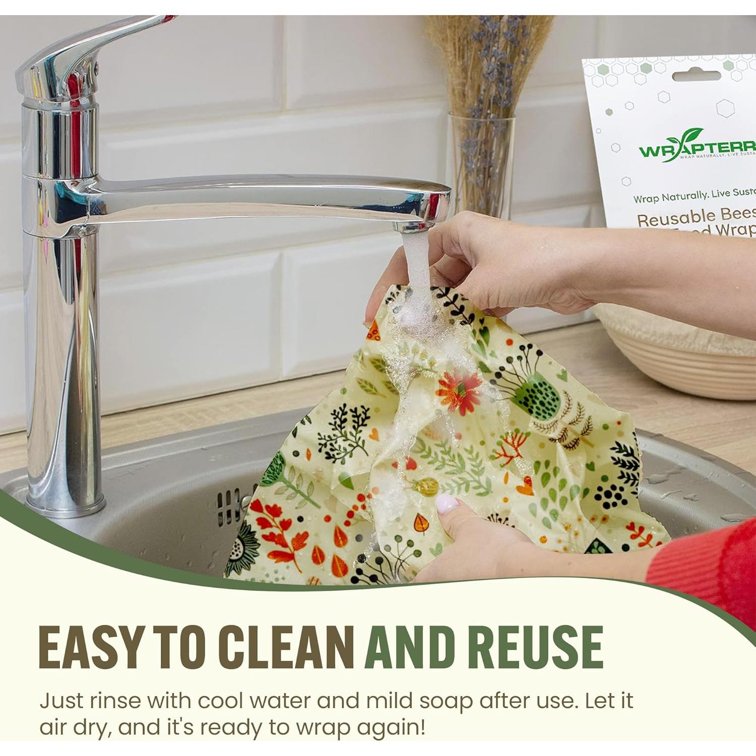 Envolturas de Cera de Abeja Wrapterra - Reutilizables 3 Tamaños
