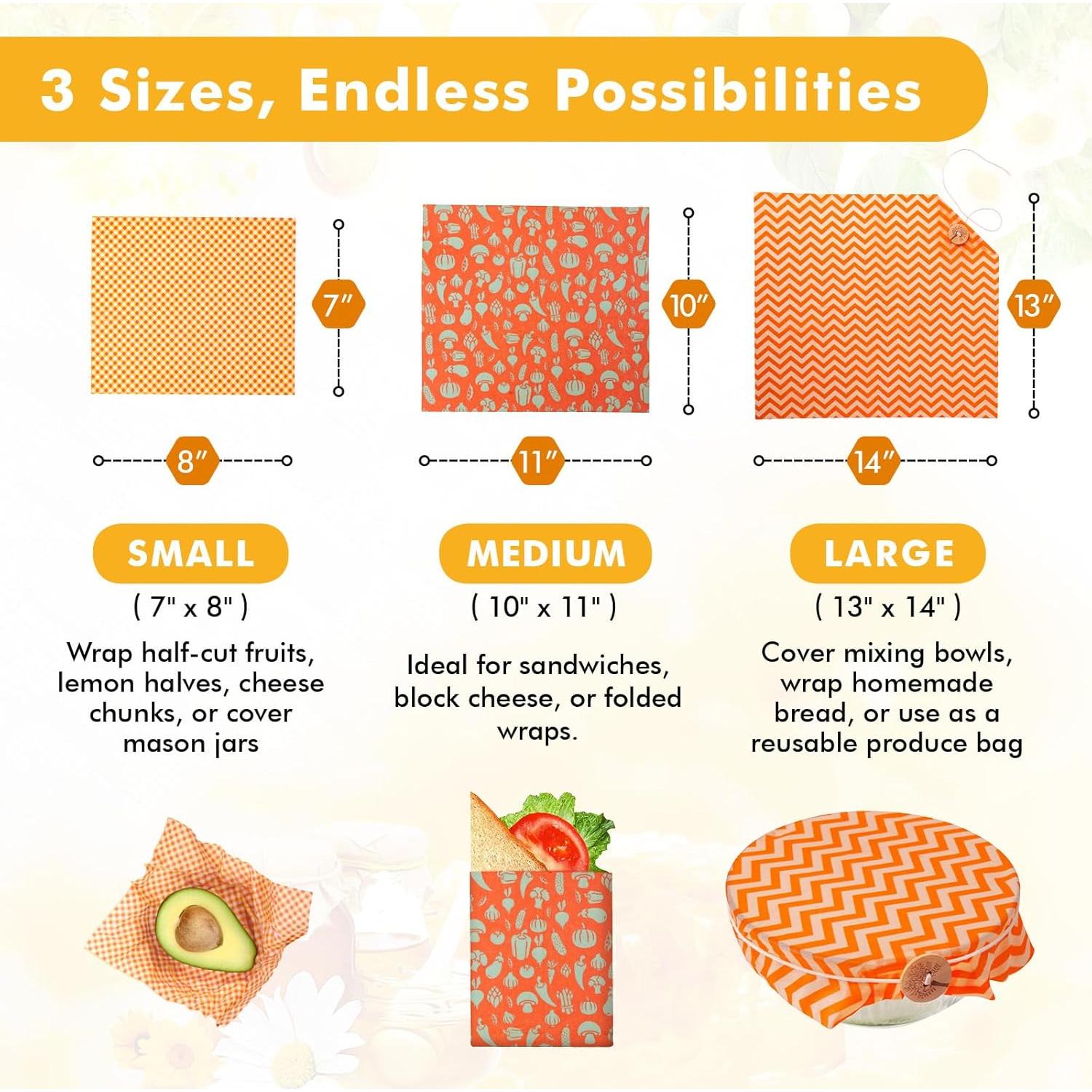 Envolturas de Cera de Abeja Reutilizables Lyvhoris 3 Pzs