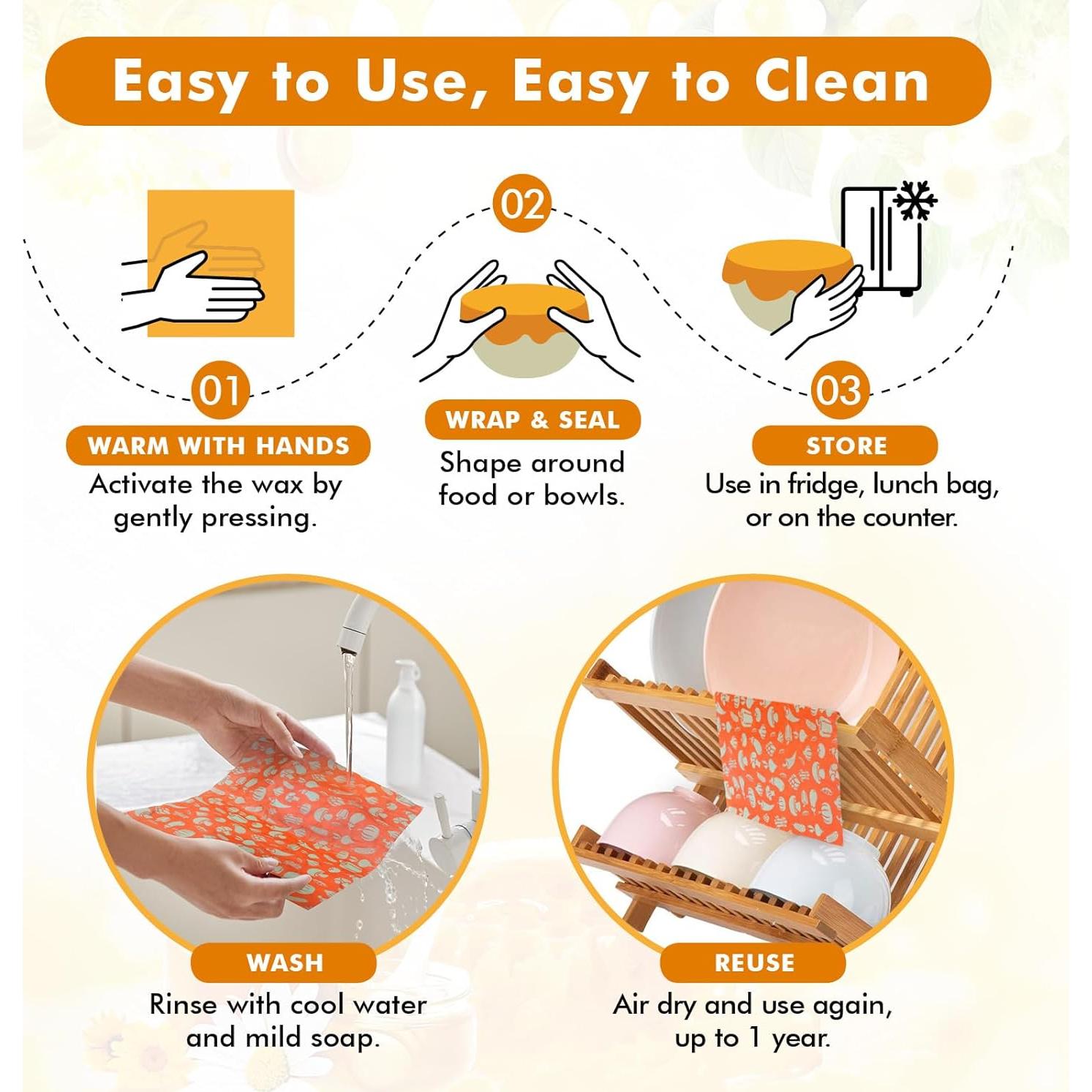 Envolturas de Cera de Abeja Reutilizables Lyvhoris 3 Pzs