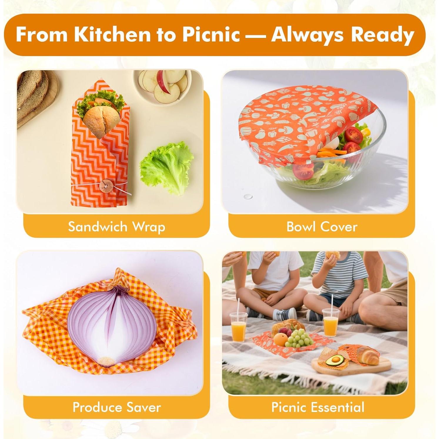 Envolturas de Cera de Abeja Reutilizables Lyvhoris 3 Pzs