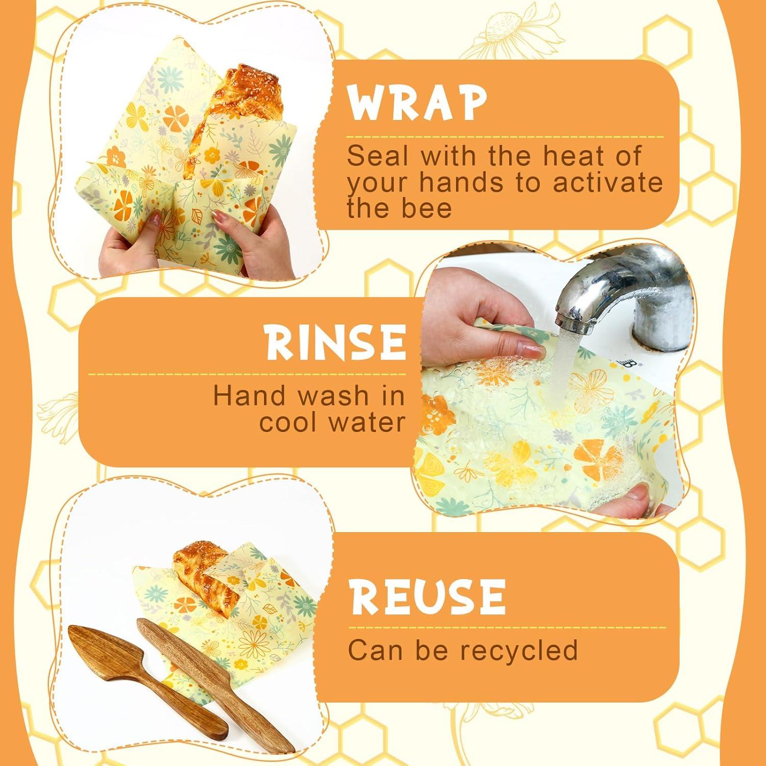 3 Rollos Envolturas de Alimentos Cera de Abeja Noveread 33x150cm