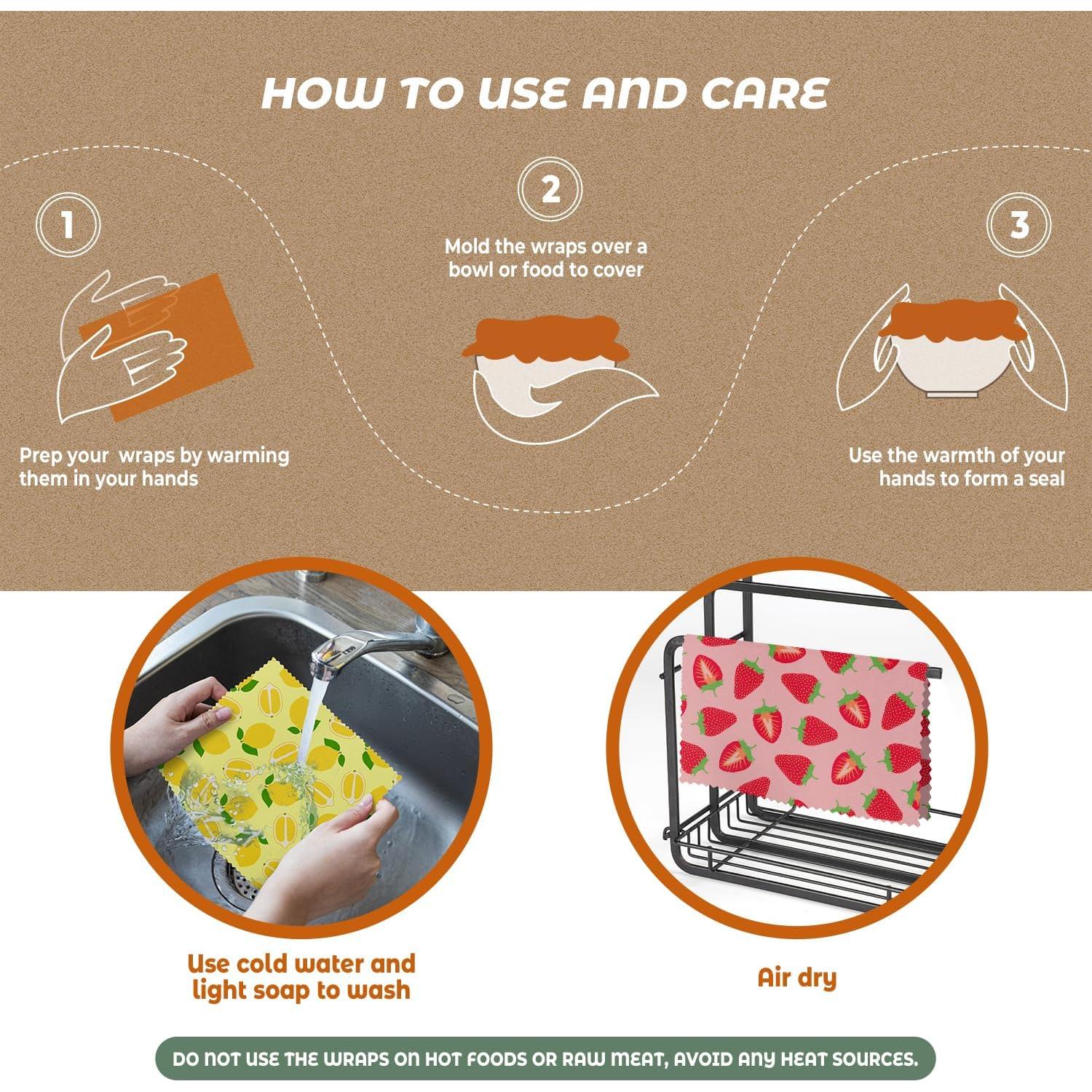 Envolturas de Cera de Abeja Akeeko - Paquete de 12 Reutilizables