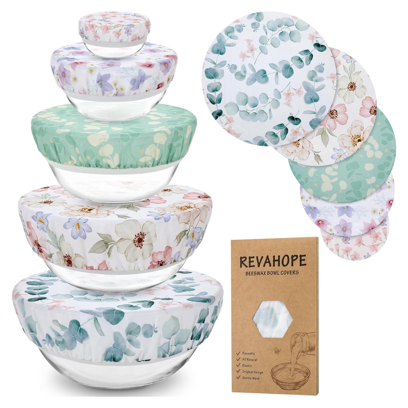 Cubiertas de Tazón de Cera de Abeja Revahope - 5 Tamaños Reutilizables