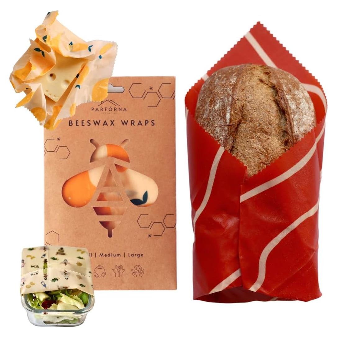 Envolturas de Cera de Abeja Parfórna - Reutilizables 3 Tamaños