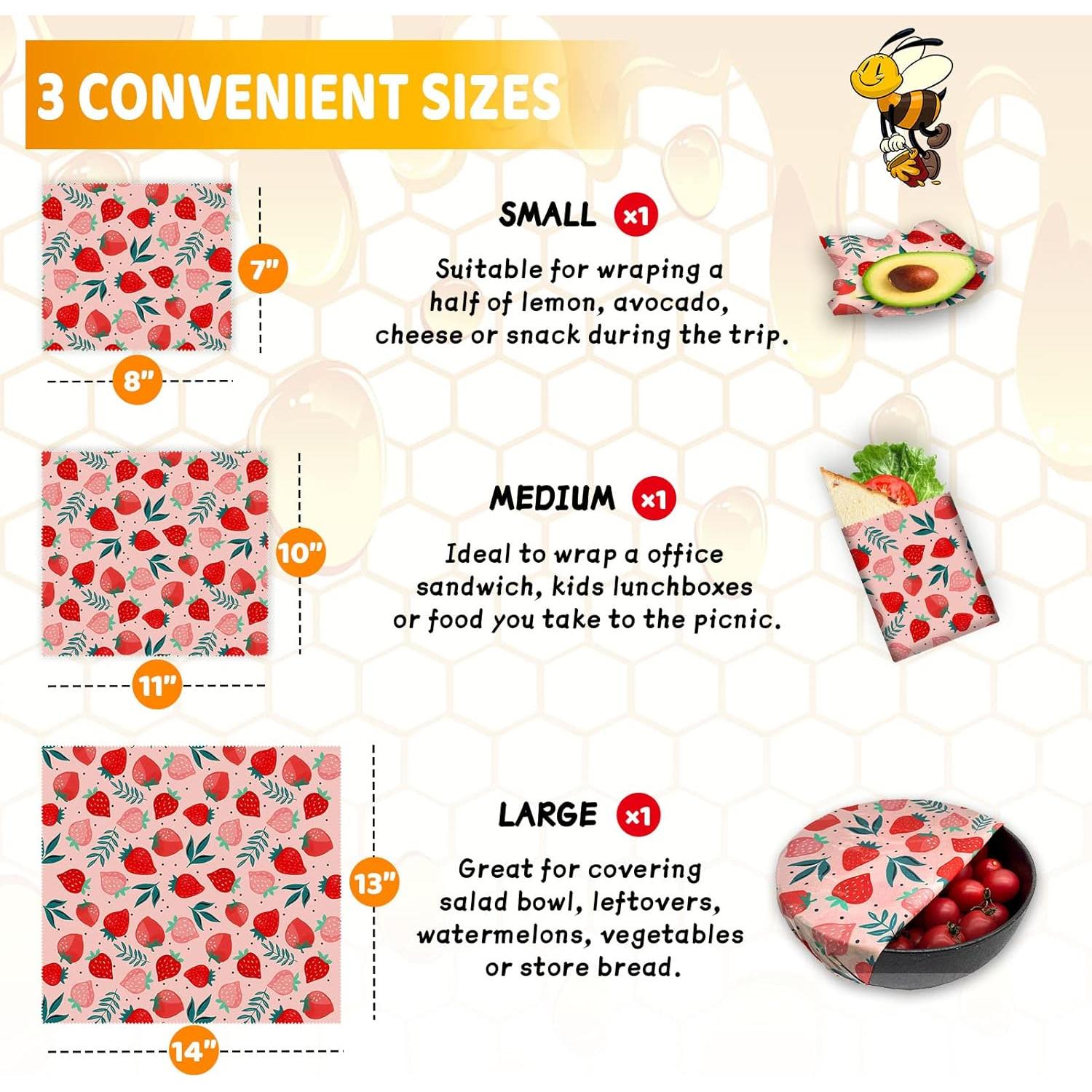 Envolturas de Cera de Abeja Orgánicas Reutilizables - 3 Piezas