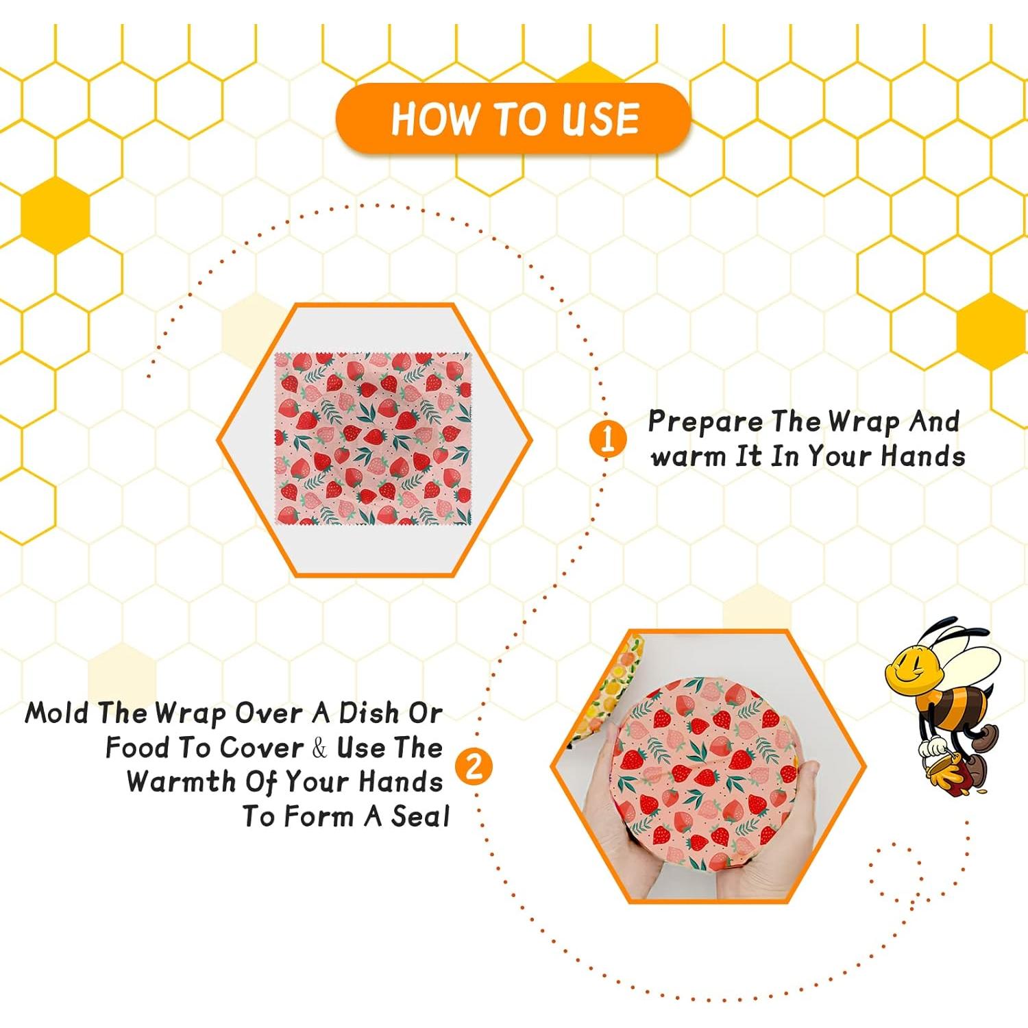 Envolturas de Cera de Abeja Orgánicas Reutilizables - 3 Piezas