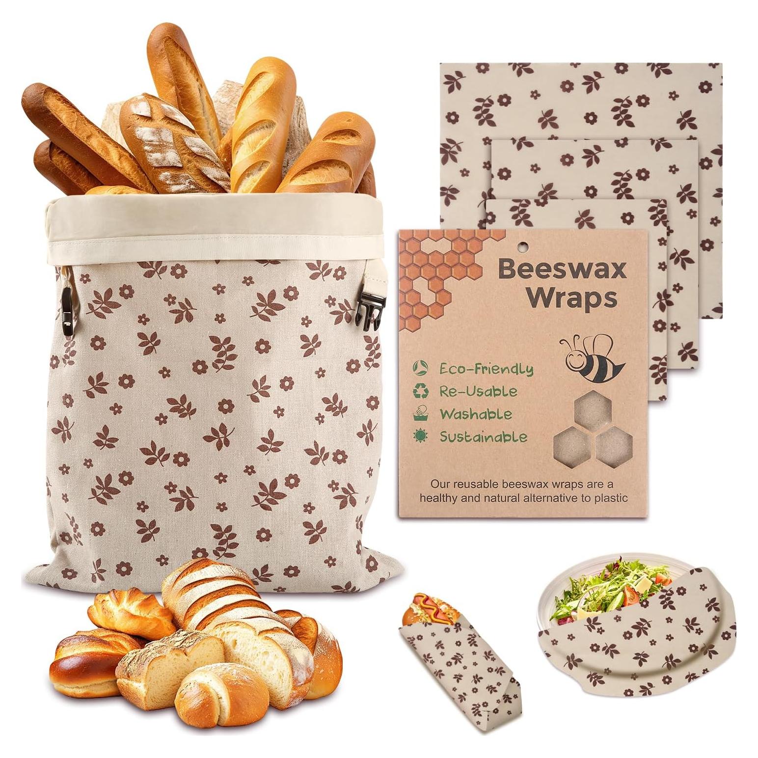 Bolsas de Pan de Cera de Abeja VAKEEN 2 Unidades Reutilizables