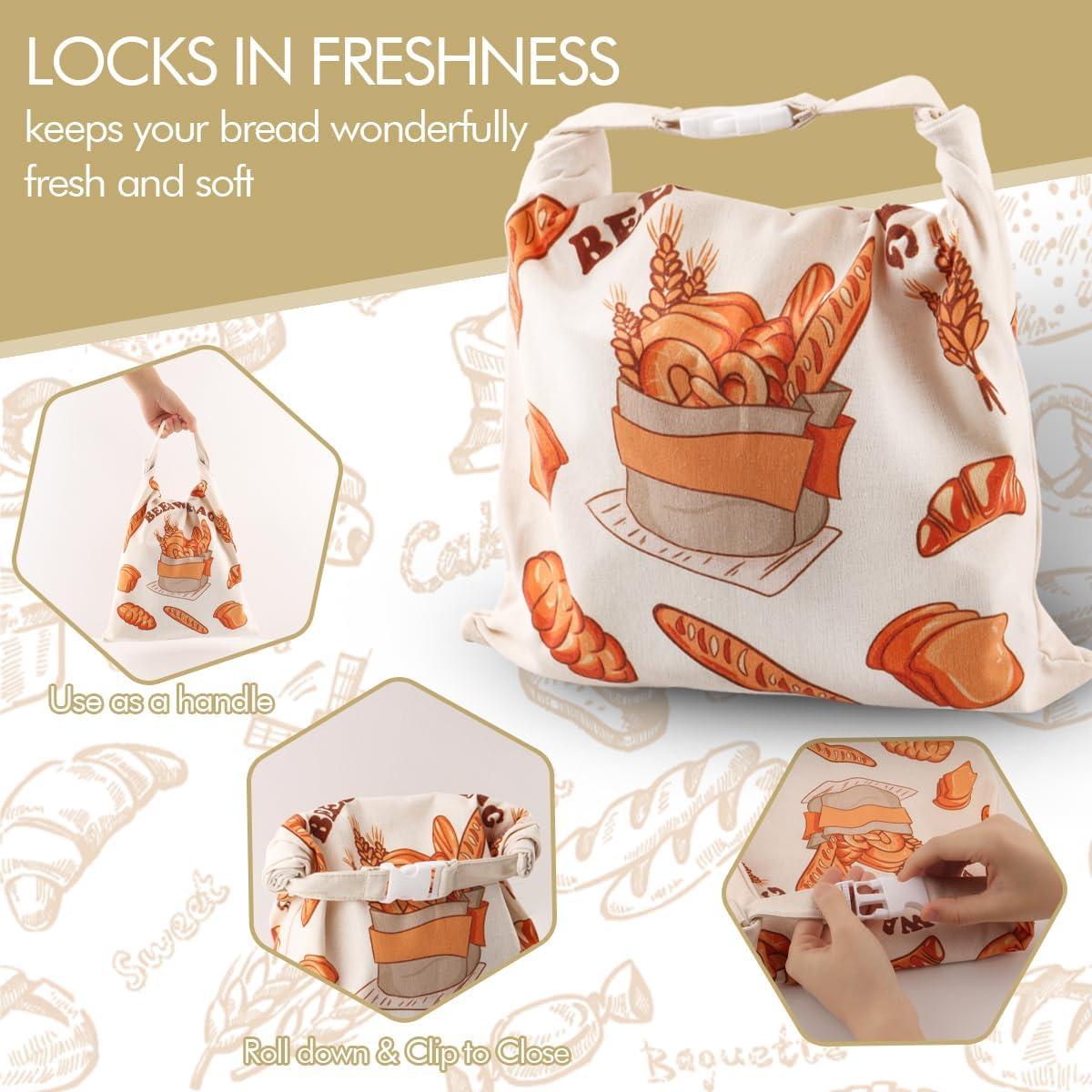 Paquete de 2 Bolsas de Pan Reutilizables Terukir 30x42 cm