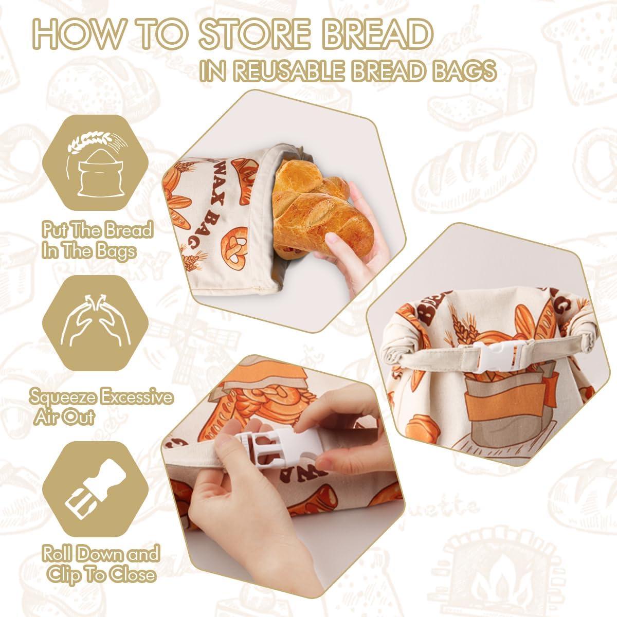 Paquete de 2 Bolsas de Pan Reutilizables Terukir 30x42 cm