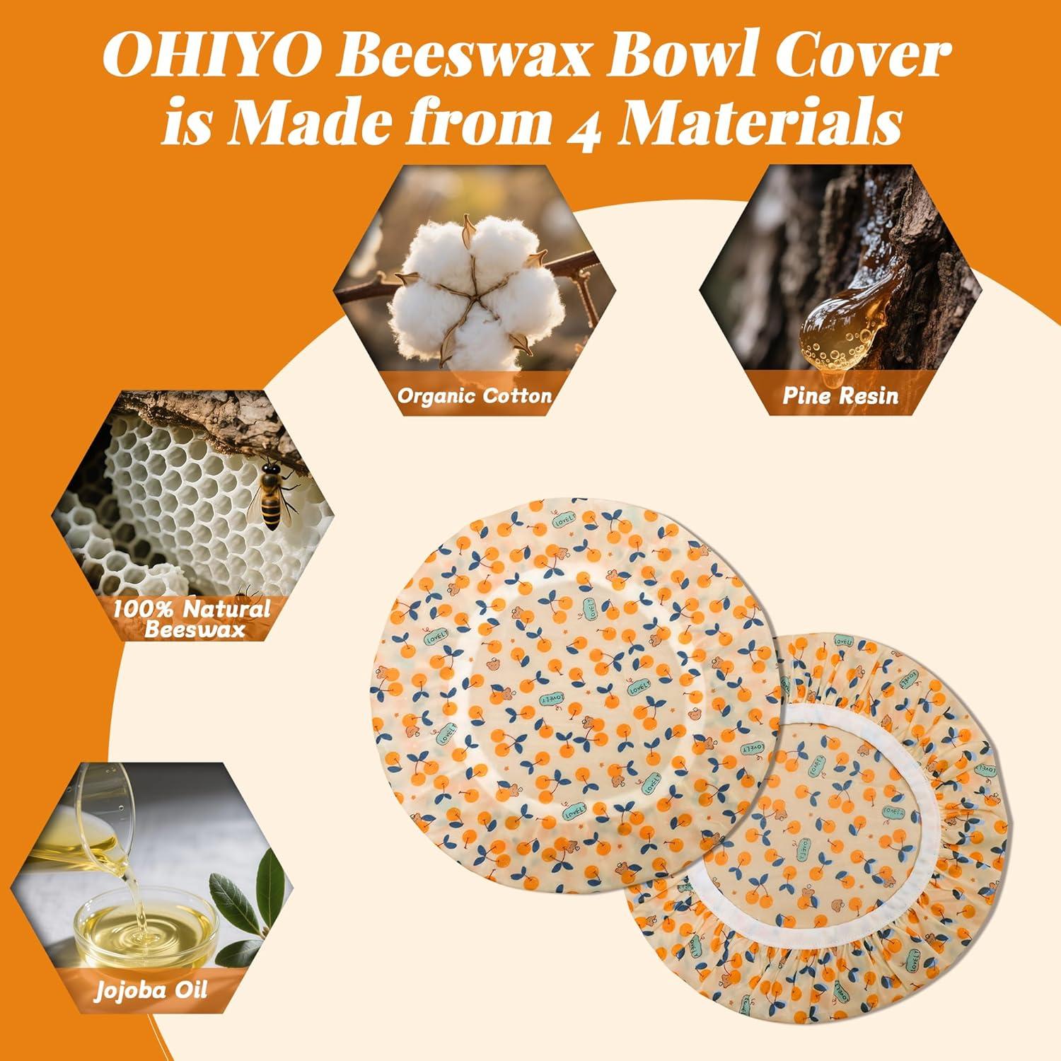 Cubiertas de Tazón Reutilizables OHIYO 30.48 cm Cera de Abeja