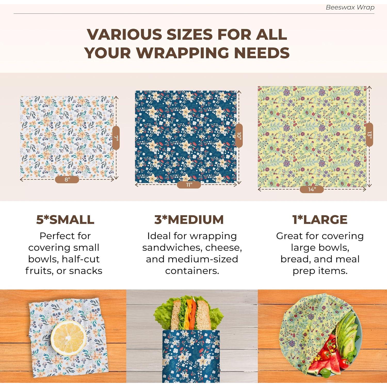 Envolturas de Cera de Abeja PURIME 9-Pack Ecológicas 35.56x27.94cm