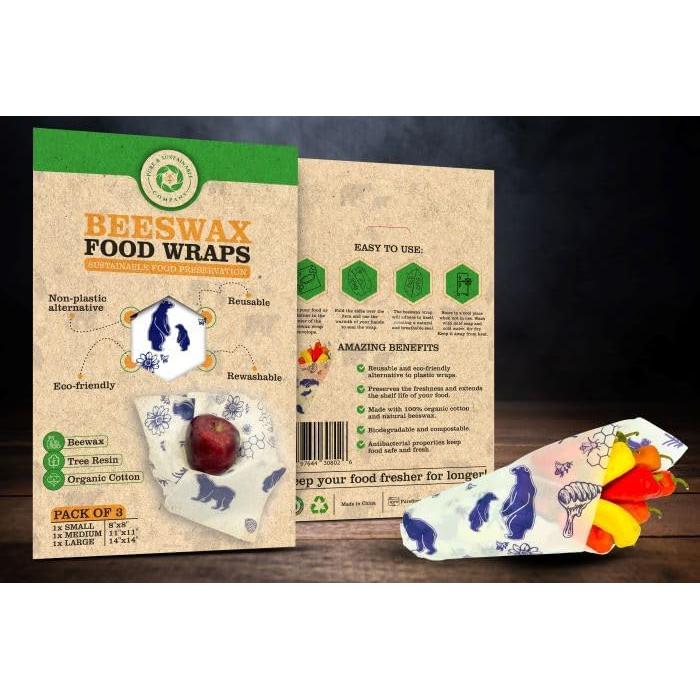 Envolturas de Alimentos de Cera de Abeja - 3 Piezas - Algodón Orgánico