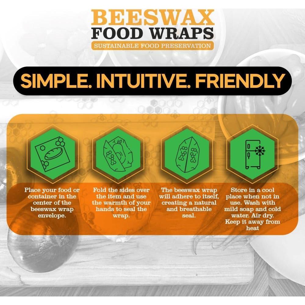 Envolturas de Alimentos de Cera de Abeja - 3 Piezas - Algodón Orgánico