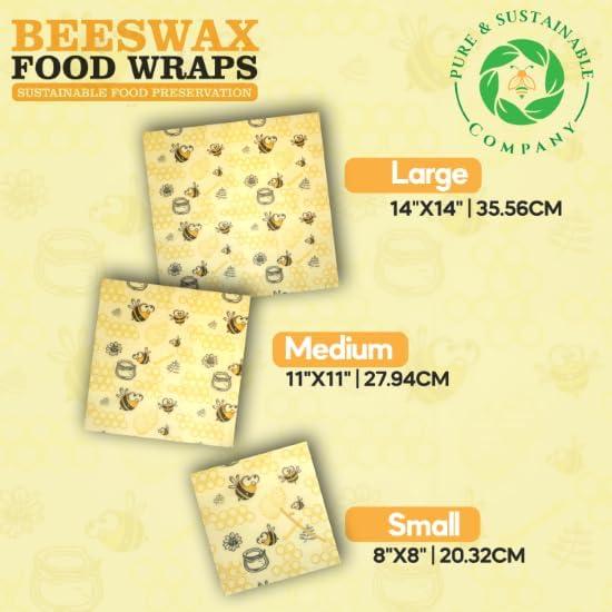 Envolturas de Alimentos de Cera de Abeja - 3 Piezas - Algodón Orgánico