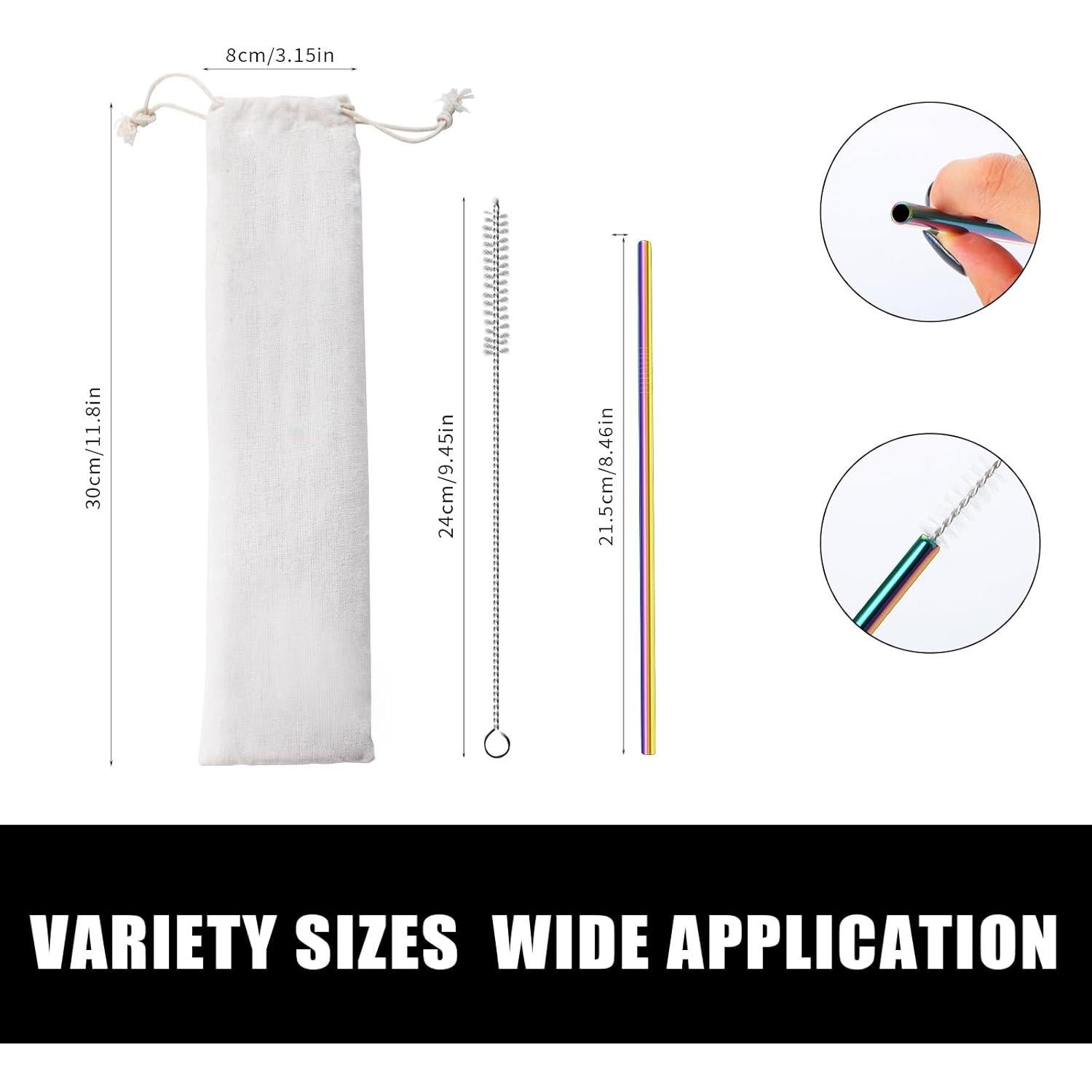 Set de 10 Popotes Metálicos Reutilizables Lazycorner 21.6 cm