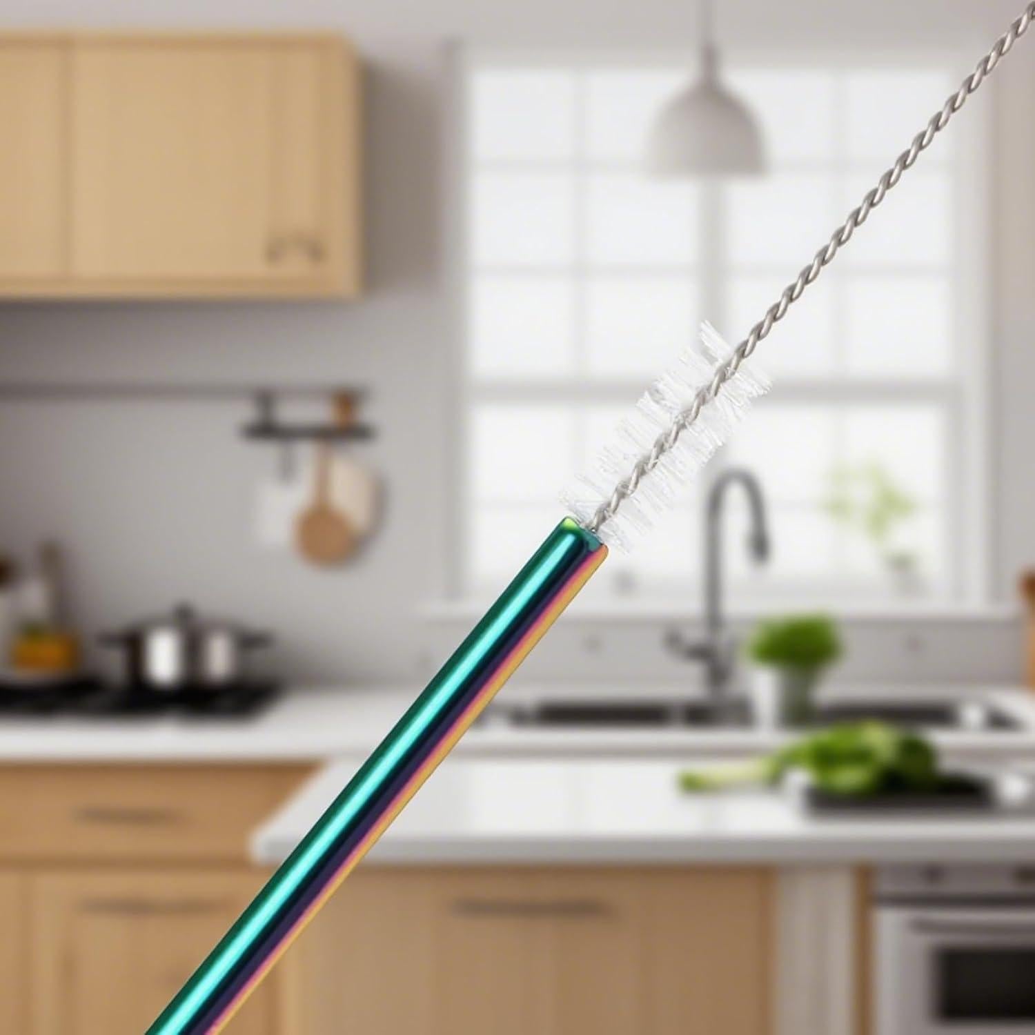 Set de 10 Popotes Metálicos Reutilizables Lazycorner 21.6 cm