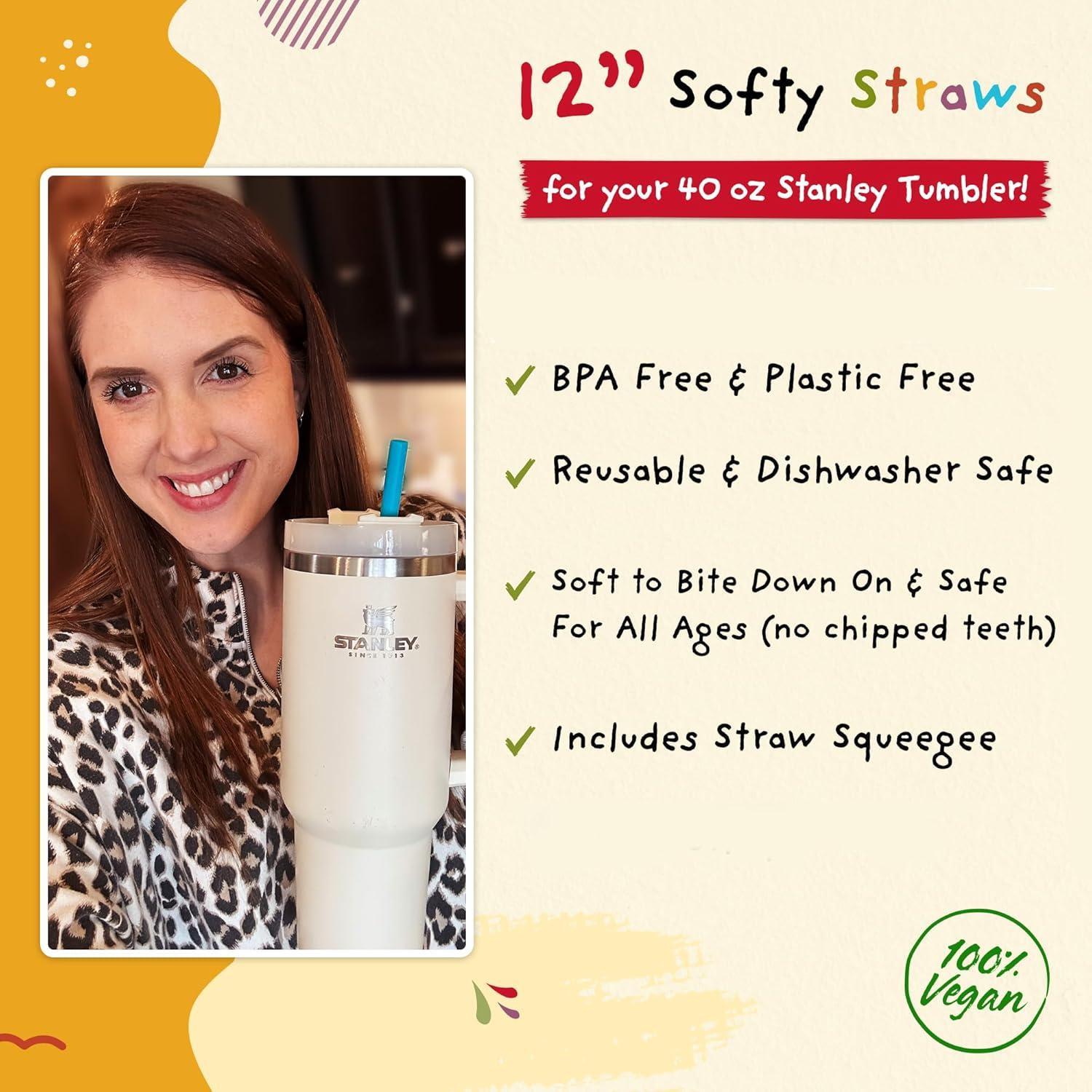 Popotes de Silicona Reutilizables Softy 30.48 cm para Tazas Stanley