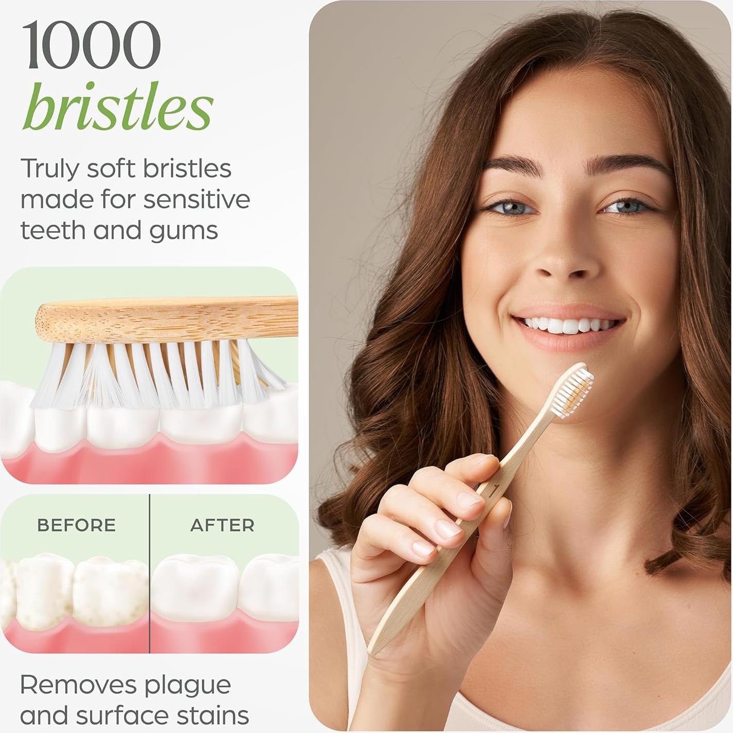 Cepillos de Dientes de Bambú VIVAGO - Paquete de 10 Unidades