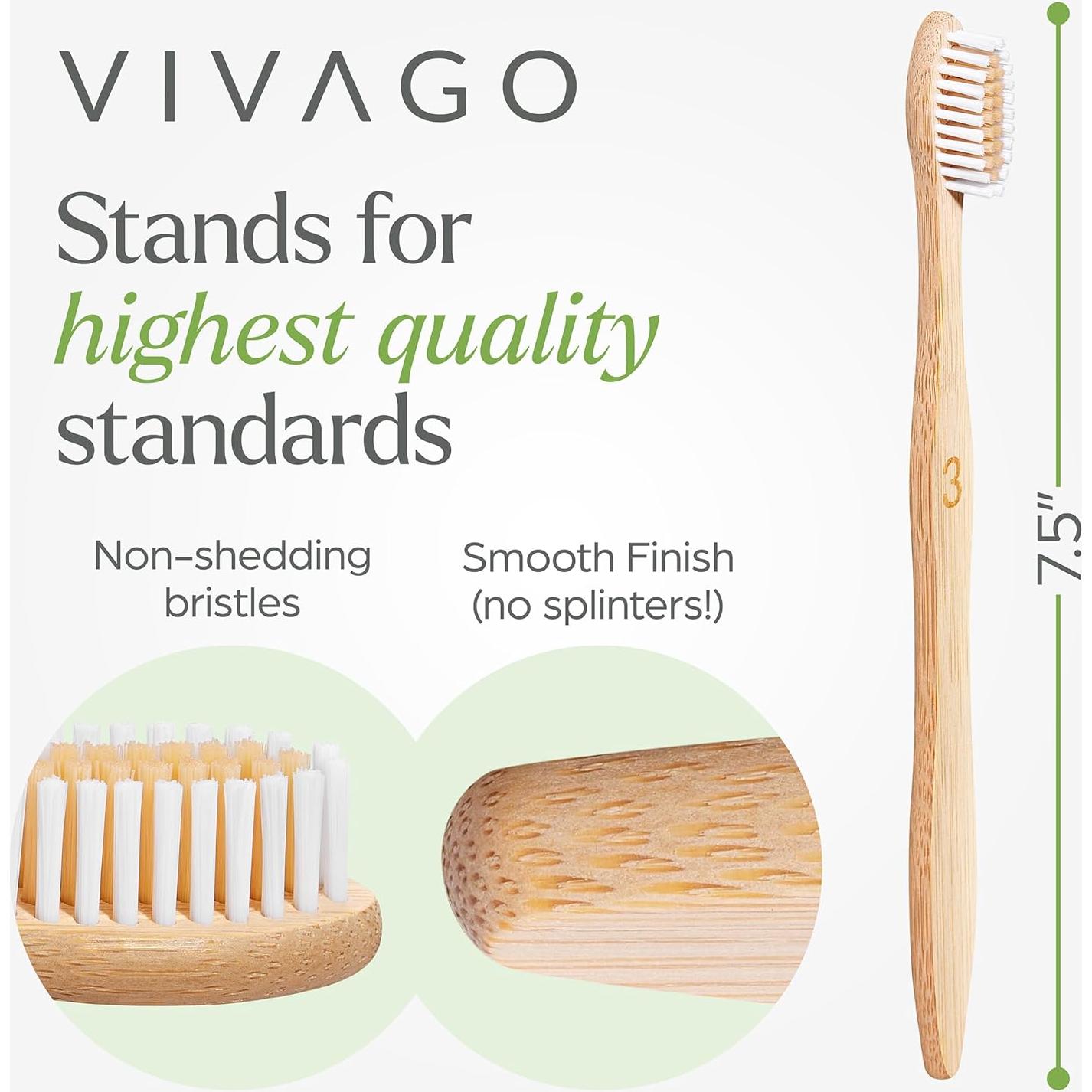 Cepillos de Dientes de Bambú VIVAGO - Paquete de 10 Unidades